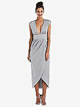 Front View Thumbnail - French Gray Open-Neck Tulip Skirt Maxi Dress