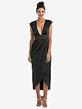 Front View Thumbnail - Black Open-Neck Tulip Skirt Maxi Dress