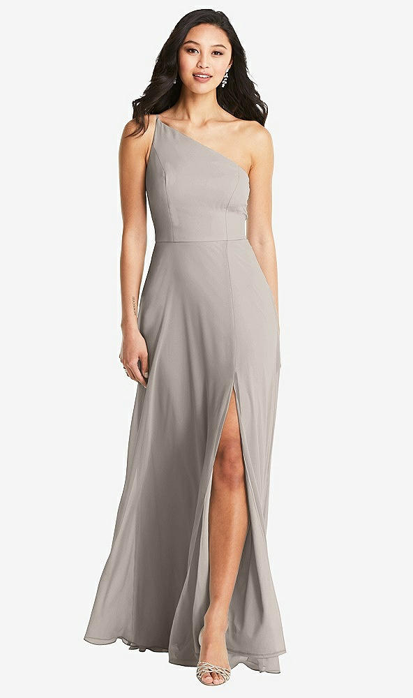 Front View - Taupe Bella Bridesmaids Dress BB130