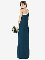 Rear View Thumbnail - Atlantic Blue One-Shoulder Crepe Trumpet Gown with Front Slit