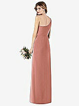Rear View Thumbnail - Desert Rose One-Shoulder Crepe Trumpet Gown with Front Slit