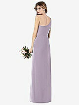 Rear View Thumbnail - Lilac Haze One-Shoulder Crepe Trumpet Gown with Front Slit