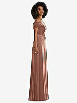 Side View Thumbnail - Tawny Rose Draped Cuff Off-the-Shoulder Velvet Maxi Dress with Pockets
