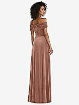 Rear View Thumbnail - Tawny Rose Draped Cuff Off-the-Shoulder Velvet Maxi Dress with Pockets
