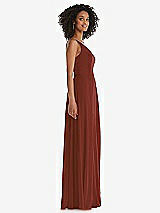 Side View Thumbnail - Auburn Moon One-Shoulder Chiffon Maxi Dress with Shirred Front Slit