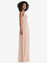 Side View Thumbnail - Cameo One-Shoulder Chiffon Maxi Dress with Shirred Front Slit