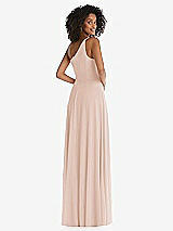 Rear View Thumbnail - Cameo One-Shoulder Chiffon Maxi Dress with Shirred Front Slit