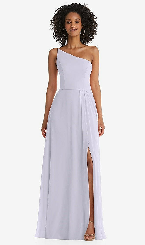 Front View - Silver Dove One-Shoulder Chiffon Maxi Dress with Shirred Front Slit