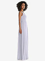 Side View Thumbnail - Silver Dove One-Shoulder Chiffon Maxi Dress with Shirred Front Slit