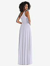 Rear View Thumbnail - Silver Dove One-Shoulder Chiffon Maxi Dress with Shirred Front Slit