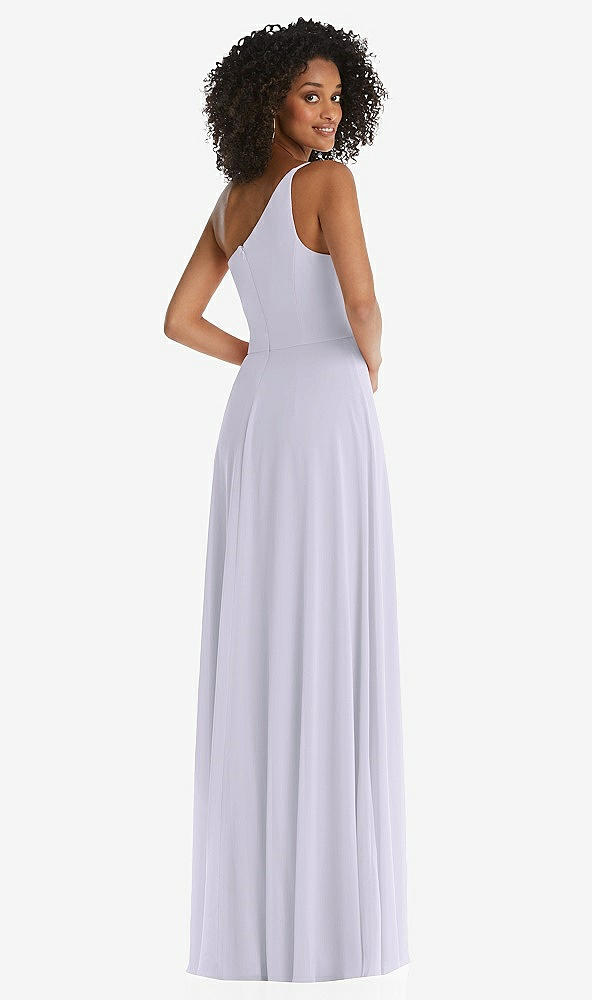 Back View - Silver Dove One-Shoulder Chiffon Maxi Dress with Shirred Front Slit