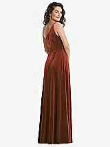 Rear View Thumbnail - Auburn Moon One-Shoulder Spaghetti Strap Velvet Maxi Dress with Pockets