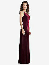 Side View Thumbnail - Cabernet One-Shoulder Spaghetti Strap Velvet Maxi Dress with Pockets