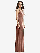 Side View Thumbnail - Tawny Rose One-Shoulder Spaghetti Strap Velvet Maxi Dress with Pockets