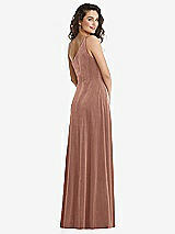 Rear View Thumbnail - Tawny Rose One-Shoulder Spaghetti Strap Velvet Maxi Dress with Pockets