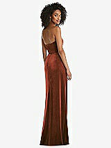 Rear View Thumbnail - Auburn Moon Strapless Velvet Maxi Dress with Draped Cascade Skirt
