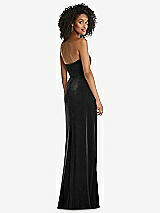 Rear View Thumbnail - Black Strapless Velvet Maxi Dress with Draped Cascade Skirt