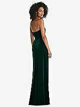 Rear View Thumbnail - Evergreen Strapless Velvet Maxi Dress with Draped Cascade Skirt