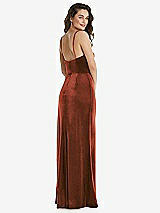 Rear View Thumbnail - Auburn Moon Spaghetti Strap Velvet Maxi Dress with Draped Cascade Skirt