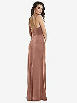 Rear View Thumbnail - Tawny Rose Spaghetti Strap Velvet Maxi Dress with Draped Cascade Skirt
