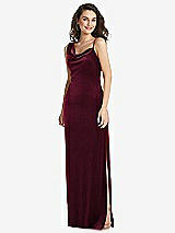 Front View Thumbnail - Cabernet Asymmetrical One-Shoulder Velvet Maxi Slip Dress