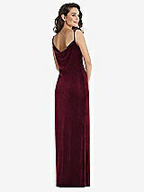 Rear View Thumbnail - Cabernet Asymmetrical One-Shoulder Velvet Maxi Slip Dress