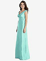 Side View Thumbnail - Coastal Off-the-Shoulder Draped Wrap Maxi Dress with Pockets