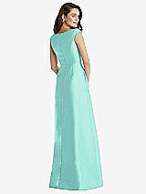 Rear View Thumbnail - Coastal Off-the-Shoulder Draped Wrap Maxi Dress with Pockets
