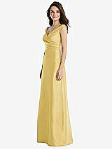 Side View Thumbnail - Maize Off-the-Shoulder Draped Wrap Maxi Dress with Pockets