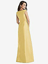 Rear View Thumbnail - Maize Off-the-Shoulder Draped Wrap Maxi Dress with Pockets