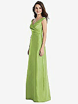 Side View Thumbnail - Mojito Off-the-Shoulder Draped Wrap Maxi Dress with Pockets