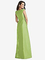 Rear View Thumbnail - Mojito Off-the-Shoulder Draped Wrap Maxi Dress with Pockets