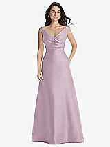 Front View Thumbnail - Suede Rose Off-the-Shoulder Draped Wrap Maxi Dress with Pockets