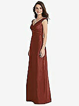 Side View Thumbnail - Auburn Moon Off-the-Shoulder Draped Wrap Maxi Dress with Pockets
