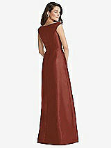 Rear View Thumbnail - Auburn Moon Off-the-Shoulder Draped Wrap Maxi Dress with Pockets