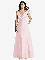 Front View Thumbnail - Ballet Pink Off-the-Shoulder Draped Wrap Maxi Dress with Pockets