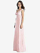 Side View Thumbnail - Ballet Pink Off-the-Shoulder Draped Wrap Maxi Dress with Pockets