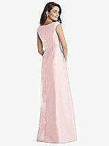 Rear View Thumbnail - Ballet Pink Off-the-Shoulder Draped Wrap Maxi Dress with Pockets