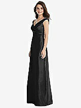 Side View Thumbnail - Black Off-the-Shoulder Draped Wrap Maxi Dress with Pockets