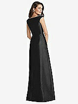 Rear View Thumbnail - Black Off-the-Shoulder Draped Wrap Maxi Dress with Pockets