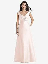 Front View Thumbnail - Blush Off-the-Shoulder Draped Wrap Maxi Dress with Pockets