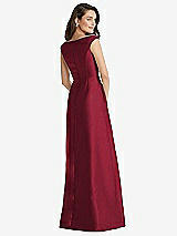 Rear View Thumbnail - Burgundy Off-the-Shoulder Draped Wrap Maxi Dress with Pockets