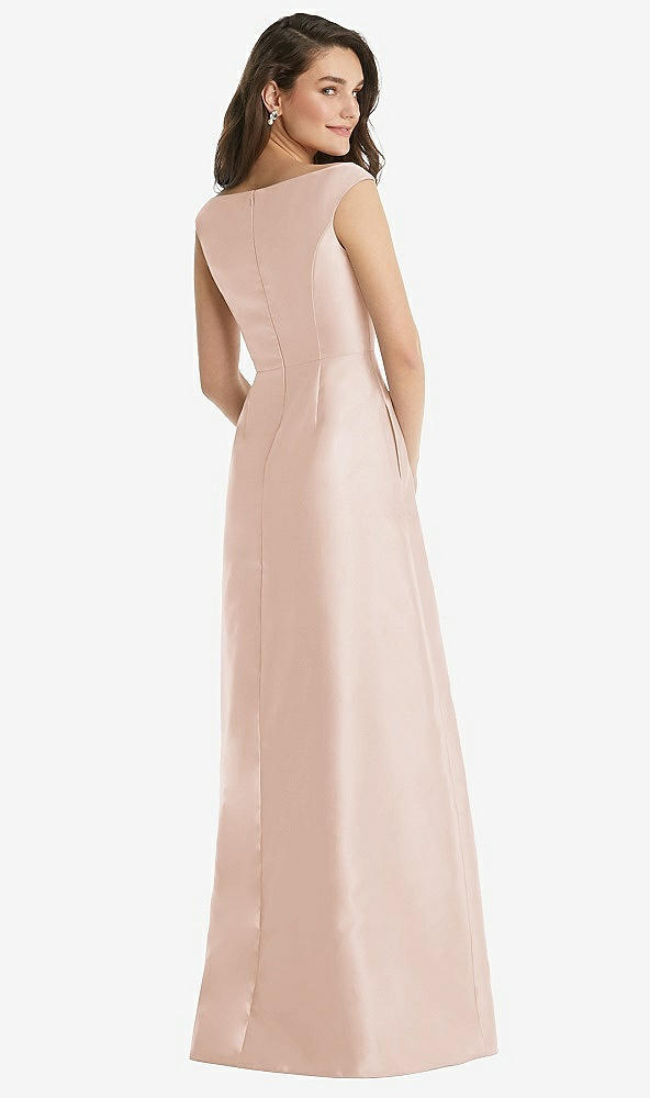 Back View - Cameo Off-the-Shoulder Draped Wrap Maxi Dress with Pockets