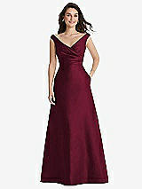 Front View Thumbnail - Cabernet Off-the-Shoulder Draped Wrap Maxi Dress with Pockets