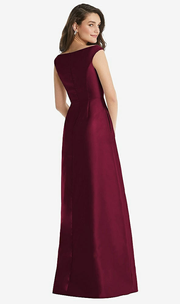 Back View - Cabernet Off-the-Shoulder Draped Wrap Maxi Dress with Pockets