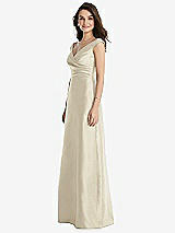 Side View Thumbnail - Champagne Off-the-Shoulder Draped Wrap Maxi Dress with Pockets