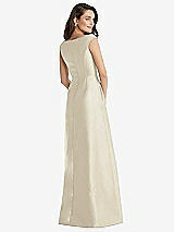 Rear View Thumbnail - Champagne Off-the-Shoulder Draped Wrap Maxi Dress with Pockets