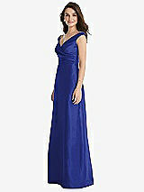 Side View Thumbnail - Cobalt Blue Off-the-Shoulder Draped Wrap Maxi Dress with Pockets