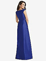 Rear View Thumbnail - Cobalt Blue Off-the-Shoulder Draped Wrap Maxi Dress with Pockets