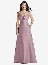 Front View Thumbnail - Dusty Rose Off-the-Shoulder Draped Wrap Maxi Dress with Pockets